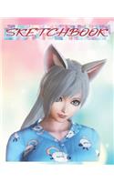 Sketchbook: Anime Wolf Girl Cover - Blank Paper for Drawing, Sketching and Doodling, Hand Lettering Practice and Journal(1 Anime Manga Sketchbook)