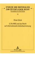 § 24c Kwg Und Das Recht Auf Informationelle Selbstbestimmung