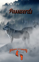 Passwords private property.: Format: 6''x 9'' inch, 121 pages, passwords book, adress, login, wolf book cover.