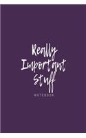 'Really Important Stuff' notebook: Purple slogan paperback lined jotter