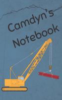 Camdyn's Notebook: Heavy Equipment Crane Cover 6x9 200 pages personalized journal/notebook/diary