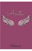 Anita Notebook: A beautiful personalized angel wings soft cover notebook with 100 lined pages in 6x9 inch format. Personal Diary Personalized Journal Customized Jou