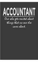 Accountant - one who gets excited about things that no one else cares about: 6x9" Notebook, 120 Pages, Perfect for Note and Journal, Great Gift for Accountant, Bookkeeper, CPA