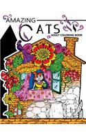 Amazing Cats Adult Coloring Book