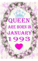 Queen Are Born In January 1993: Journal (Diary, Notebook): Funny Blank Lined Notebook Gift for Women and Birthday Card Alternative for Friend or Coworker: January Journal January N