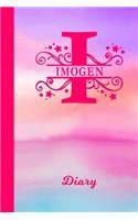 Imogen Diary: Personalized First Name Personal Writing Journal - Cute Pink Purple Watercolor Cover - Daily Diaries for Journalists & Writers - Note Taking - Write