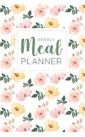 Weekly Meal Planner: 52 Week Food Planner Notebook / Diary / Log for Meal Planning with Grocery Shopping List - Floral Yellow Pink Watercolor