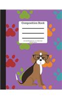Composition Book 100 Sheet/200 Pages 8.5 X 11 In.-Wide Ruled-Dog with Glass