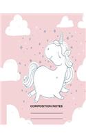 Cute Unicorn Composition Notes: Large Notebook Notepad Journal Memo For Women Ladies Boys Teens Men Girls, Blank Lined Medium College Ruled Pattern Sheets, Great for Planning Desig