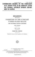 Confirmation Hearing on the Nomination of R. Hewitt Pate to Be Assistant Attorney General, Antitrust Division, Department of Justice