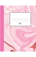 Art: Cute Large Blank Draw & Write Notebook Half Sketch & Dotted Handwriting Dashed Lined Practice Paper for Girls - Pink Marble Paperback Cover - Illust