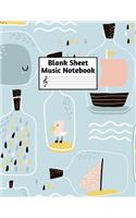 Blank Sheet Music Notebook: Easy Blank Staff Manuscript Book Large 8.5 X 11 Inches Musician Paper Wide 12 Staves Per Page for Piano, Flute, Violin, Guitar, Trumpet, Drums, Cell