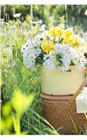 Shasta Daisy Flowers in a Yellow Pot and a Wicker Picnic Basket Journal: 150 Page Lined Notebook/Diary