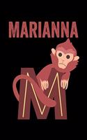 Marianna: Journal (Diary, Notebook) Personalized Custom Name Alphabet Monkey Birthday Gift for Girls