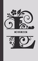 L Notebook letter: small lined initial monogram alphabet letter Notebook / Travel Journal to write in (6'' x 9'') 120 pages