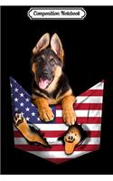 Composition Notebook: German Shepherd In Pocket American Flag 4th July Gift T-Shir Journal/Notebook Blank Lined Ruled 6x9 100 Pages