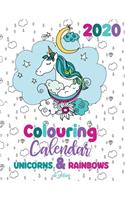 2020 Colouring Calendar Unicorns & Rainbows (UK Edition)
