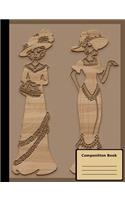 Wooden Ladies Composition Notebook, Wide Ruled
