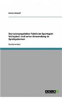 Der Leistungsfaktor Taktik im Sportspiel Volleyball und seine Anwendung in Spielsystemen