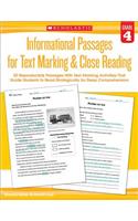 Informational Passages for Text Marking & Close Reading: Grade 4: 20 Reproducible Passages with Text-Marking Activities That Guide Students to Read Strategically for Deep Comprehension