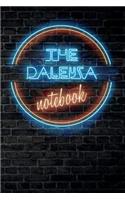 The DALEYZA Notebook: Vintage Blank Ruled Personalized & Custom Neon Sign Name Dotted Notebook Journal for Girls & Women. Wall Background. Funny Desk Accessories. Retro B