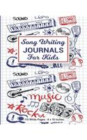 Song Writing Journals For Kids 110 White Pages 8x10 inches