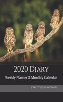 2020 Diary: Weekly Planner & Monthly Calendar - Desk Diary, Journal, Owls, Little Owl, England, English Wildlife, Birds - 8x10"(2 Creative Fusion Diary)