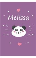 Melissa: Personalisiertes Panda Tage-/Notizbuch Mit Dem Vornamen Melissa Und Ganzen 100 Linierten Seiten Im 6x9 Zoll Format (Ca.Din A5). Optimal ALS Schreibh