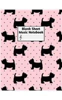 Blank Sheet Music Notebook: Easy Blank Staff Manuscript Book Large 8.5 X 11 Inches Musician Paper Wide 12 Staves Per Page for Piano, Flute, Violin, Guitar, Trumpet, Drums, Cell