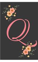 Q Initial Monogram Dot Grid Notebook Journal: Elegant Floral Monogram Gifts For Women And Girls, 120 Pages 6x9