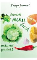 Recipe Journal: Watercolor Veggies Cooking Journal, Lined and Numbered Blank Cookbook 6 x 9, 180 Pages (Recipe Journals)(Cooking Journals)