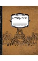 Unruled Composition Book: Notebook College ruled: Eiffel Tower: (Notebook 8.5 x 11 inch, Paper 150 pages)