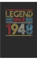 Legend Since 1948: Blank Lined Notebook (6" x 9" - 120 pages) Birthday Themed Notebook for Daily Journal, Diary, and Gift