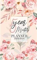 5 year monthly Small planner 2020-2024: five year planner 2020-2024 small This book size: 5x8 inch Not pocket size planner 5 year appointment calendar 60 months planner