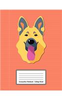 Composition Notebook - College Ruled: Red German Shepherd - 109 pages 8.5"x11" - White Blank Lined Exercise Book - School Subject - Gift For Kids Teenager Adult Teacher Student - Journal