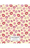 Kiss sketchbook magic lover: Kiss me on yellow cover (8.5 x 11) inches 110 pages, Blank Unlined Paper for Sketching, Drawing, Whiting, Journaling & Doodling(3 Kiss Me on Yellow Sketchbook)