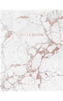 Notebook: Beautiful Rose Gold and White Marble with Gold Lettering 150 College-Ruled (7mm) Lined Pages 8.5 X 11 - (A4 Size)