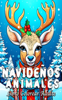 Libro Colorear Adulte de Animales Naviden~os: 55 Simpáticas Ilustraciones para Aliviar el Estrés y Relajarse