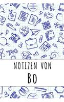 Notizen von Bo: Kariertes Notizbuch mit 5x5 Karomuster für deinen personalisierten Vornamen