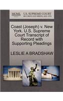 Coast (Joseph) V. New York. U.S. Supreme Court Transcript of Record with Supporting Pleadings