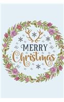 Merry Christmas: Floral Wreath Dot Grid Journal 111 Pages 6x9