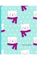 My Notebook: Primary Composition Notebook - Blank Lined handwriting notebook practice calligraphy 8.5 x 11 100 writing pages - Cute Animal Cover Polar Bear