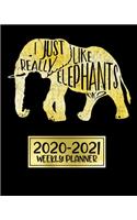 2020-2021 Weekly Planner I Just Really Like Elephants