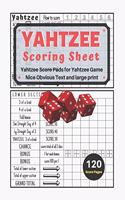 Yahtzee Scoring Sheet: V.22 Yahtzee Score Pads for Yahtzee Game Nice Obvious Text and Large Print Yahtzee Score Card 8.5*11 inch