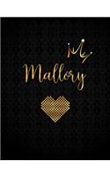 Mallory: Black Personalized Lined Journal with Inspirational Quotes