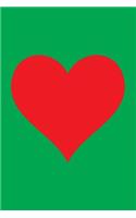 Blank Notebook - 100 Pages - Red Heart on Lime