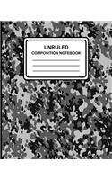 Unruled Composition Notebook: Camouflage (Black), 7.5" x 9.25", Unruled Notebook, 100 Pages, Professional Binding