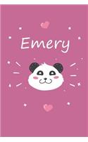 Emery: A cute personalized panda notebook/ diary for girls and women, with 100 lined pages in 6x9 inch format. Personal Diary Personalized Journal Customiz