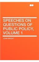 Speeches on Questions of Public Policy, Volume 1