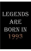 Legends Are Born In 1993 Notebook: Lined Notebook/Journal Gift 120 Pages, 6x9 Soft Cover, Matte Finish